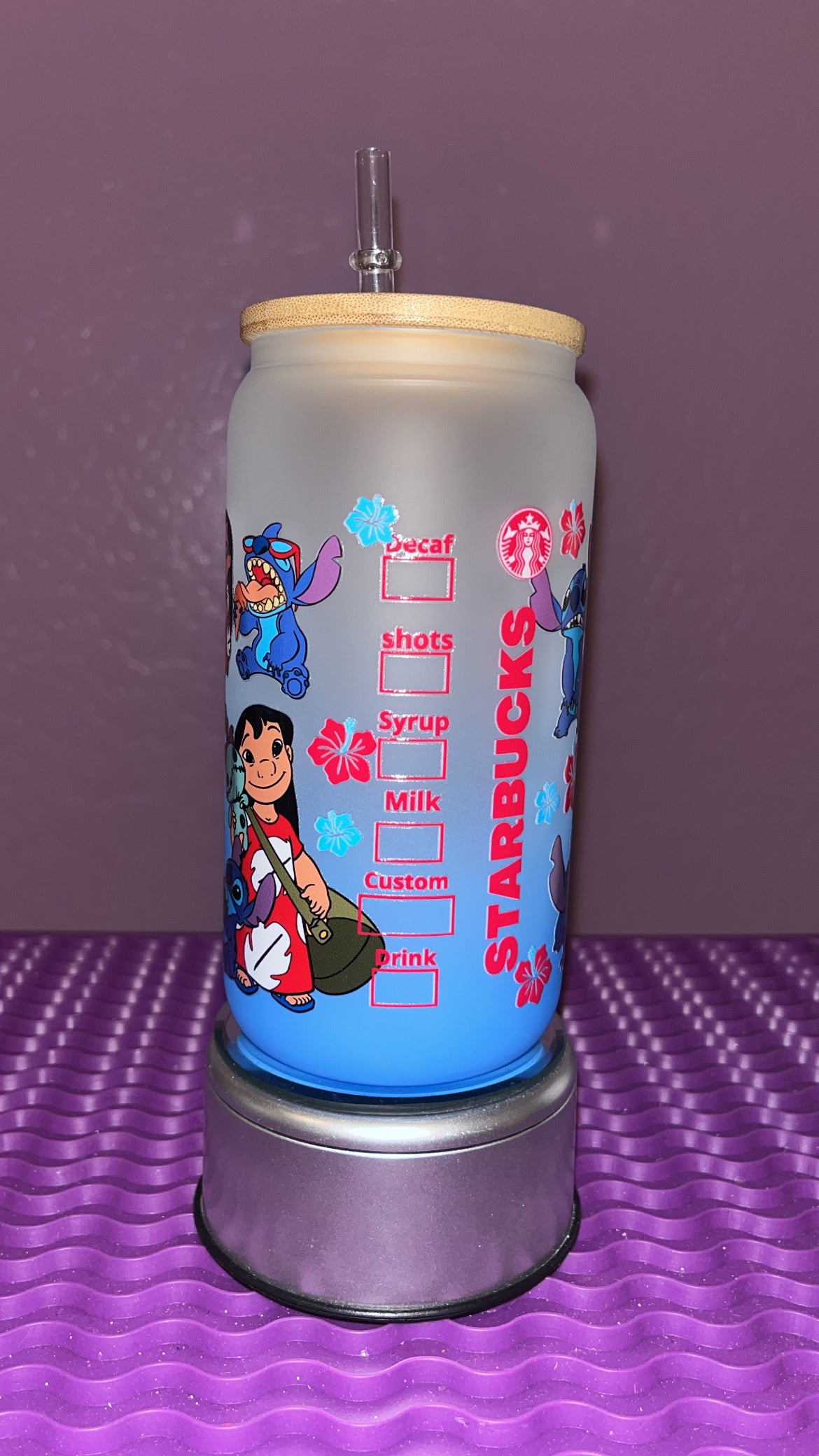 Blue Cartoon Glass Can
